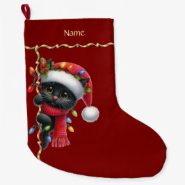Calcetín Navideño Grande Navidades Black Cat Holiday Stocking