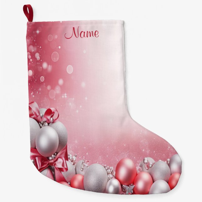 Calcetín Navideño Grande Navidades blancos rosados murmuran vacaciones desc (Anverso)