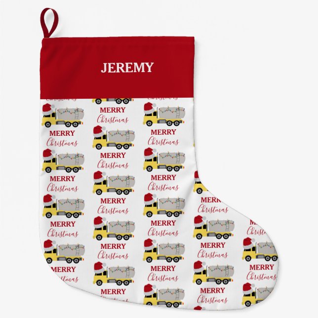 Calcetín Navideño Grande Navidades Camiones de transporte de camiones ciste (Anverso)