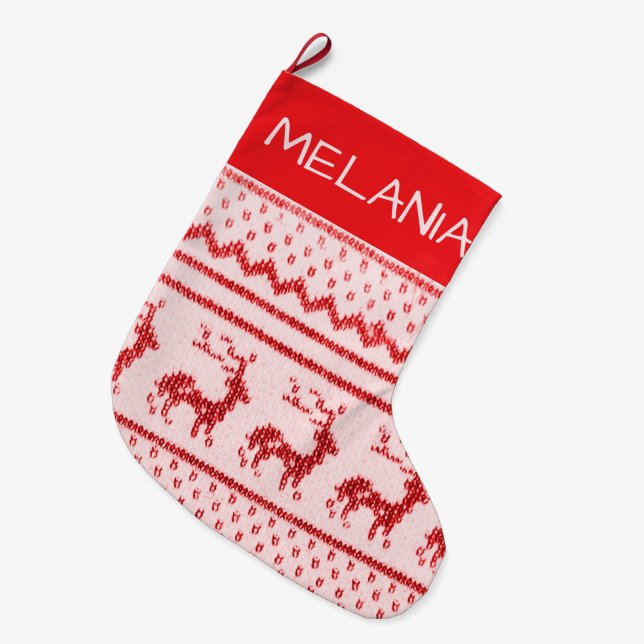 Calcetín Navideño Grande Navidades caseros de punto (Frente (Colgado))