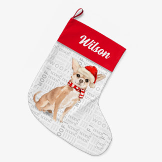Calcetín Navideño Grande Navidades Chihuahua con nombre de perro