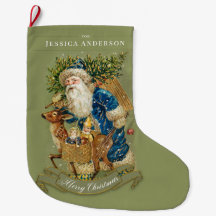 Navidades clásicos Vintage Santa Claus Green Perso