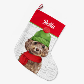 Calcetín Navideño Grande Navidades Cockapoo con nombre de perro