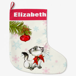 Calcetín Navideño Grande Navidades Curiosos Kitty Con Un Personalizado De V