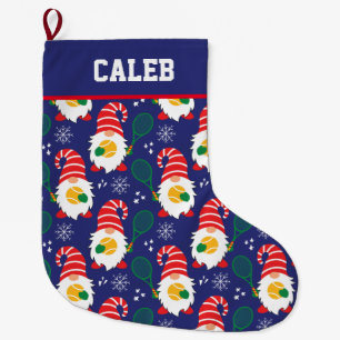 Calcetín Navideño Grande navidades 🎾 Cute Enanos con pelota de tenis