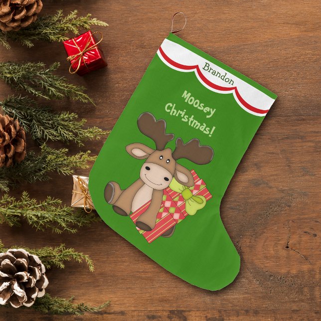 Calcetín Navideño Grande Navidades Cute Moosey Personalizados (Subido por el creador)