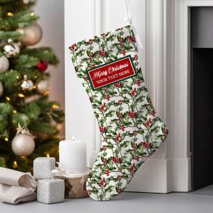 Calcetín Navideño Grande Navidades de acuarela Stocking Custom Name Gift