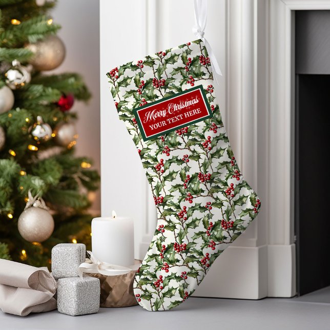 Calcetín Navideño Grande Navidades de acuarela Stocking Custom Name Gift (Watercolor Christmas Stocking Custom Name Gift)