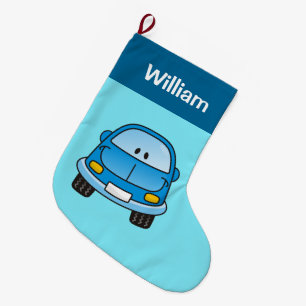 Calcetín Navideño Grande Navidades de autos de Personalizado azul haciendo 