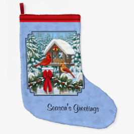 Calcetín Navideño Grande Navidades de Cardenales Festín Azul