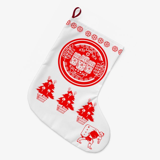 Calcetín Navideño Grande Navidades de Cerveza Artesanal - Cánones de Cervez (Frente (Colgado))