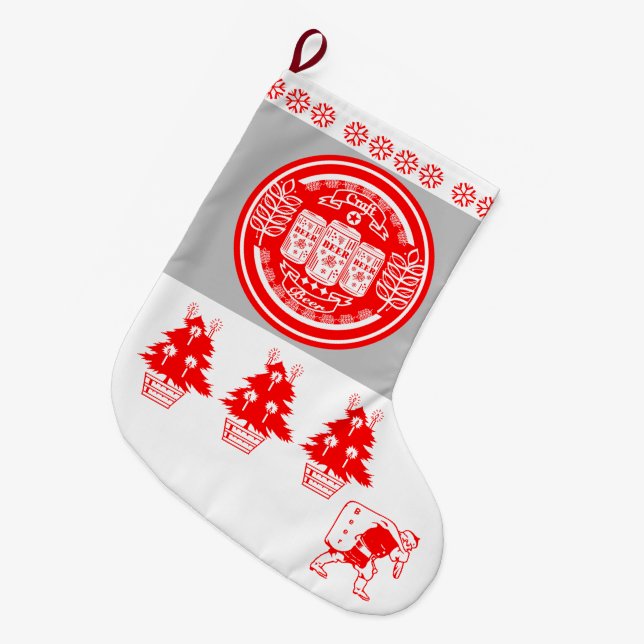 Calcetín Navideño Grande Navidades de Cerveza Artesanal - Cánones de Cervez (Frente (Colgado))