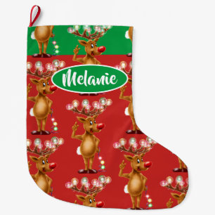 Calcetín Navideño Grande Navidades de chicas de personalizados de renos de 