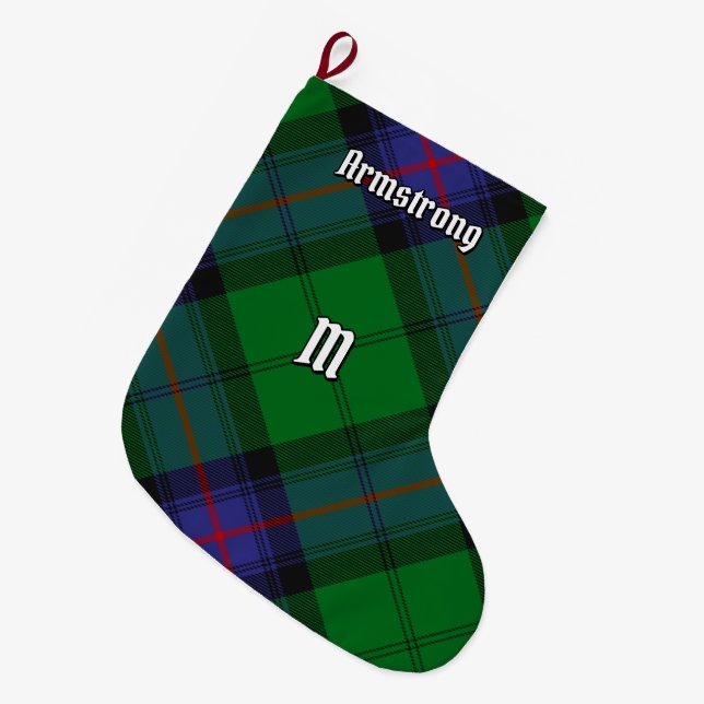Calcetín Navideño Grande Navidades de Clan Armstrong Tartan (Frente (Colgado))
