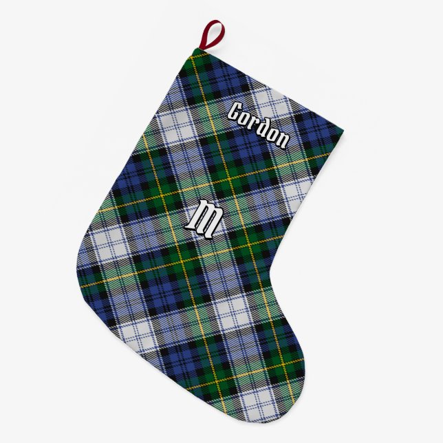 Calcetín Navideño Grande Navidades de Clan Gordon Vestidos Tartan (Frente (Colgado))
