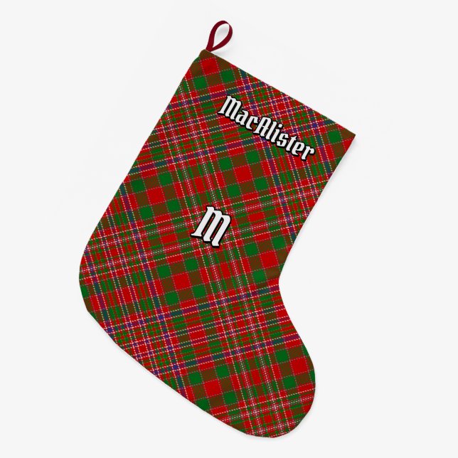 Calcetín Navideño Grande Navidades de Clan MacAlister Tartan (Frente (Colgado))