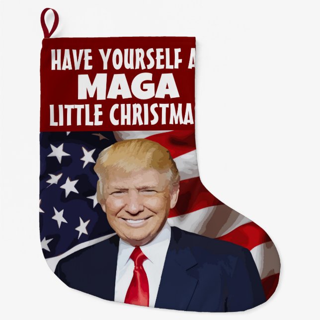 Calcetín Navideño Grande Navidades de DONALD TRUMP MAGA DETENIDOS (Anverso)