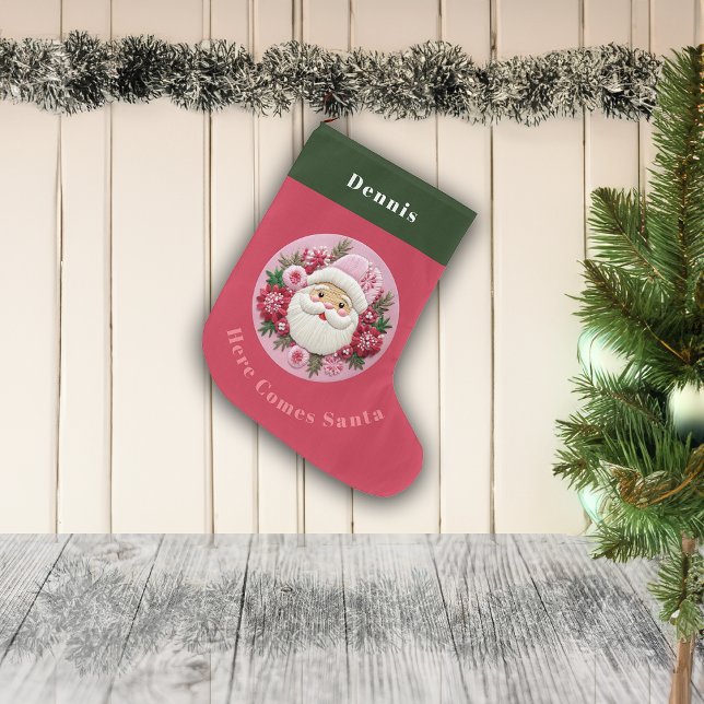 Calcetín Navideño Grande Navidades de efectos de bordado Nombre personaliza (Subido por el creador)