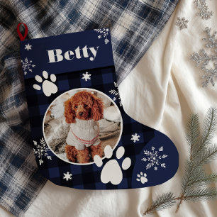 Calcetín Navideño Grande Navidades de fotografía graciosos y lindos perros