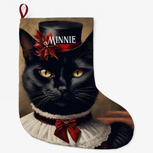 Calcetín Navideño Grande Navidades de gato negro retro