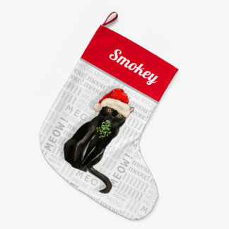 Calcetín Navideño Grande Navidades de gatos del gato Black Bombay