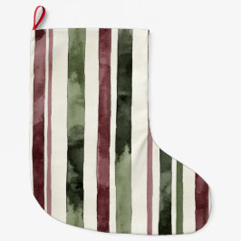 Calcetín Navideño Grande Navidades de Green Burgundy Stripes