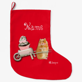 Calcetín Navideño Grande Navidades de hámster graciosos personalizados