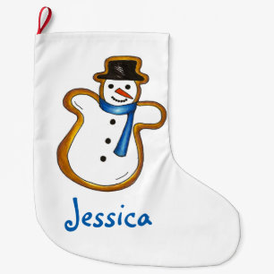 Calcetín Navideño Grande Navidades de invierno: Snowman feriado personaliza