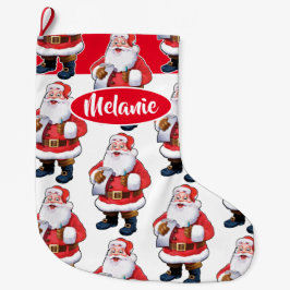 Calcetín Navideño Grande Navidades de Jolly Santa personalizado chicas