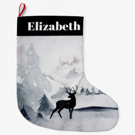 Calcetín Navideño Grande Navidades de la acuarela gris y salvaje