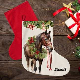 Calcetín Navideño Grande Navidades de la Bahía Marrón Personalizados