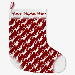 Calcetín Navideño Grande Navidades de lagartijas levantando Personalizado R