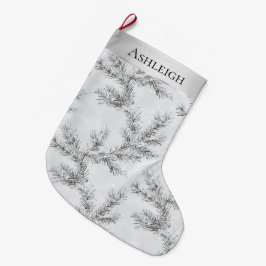 Calcetín Navideño Grande Navidades de las ramas gris plateadas de moda