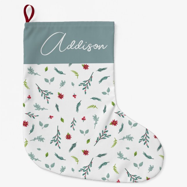 Calcetín Navideño Grande Navidades de Monograma clásicos para vacaciones de (Anverso)