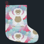 Calcetín Navideño Grande navidades de navidad rosa<br><div class="desc">"yeti rosado",  "Yeti",  Sasquatch, , bigfoot,  "criaturas míticas",  "pie grande" ,  "muñeco de nieve abominable" ,  squatchy,  monstruo ,  sombrío ,  degradado ,  hipster, Yetis marinero "Yeti Sasquatch"divertido animal azul blanco pastel</div>