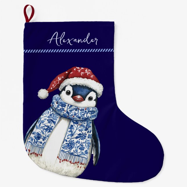 Calcetín Navideño Grande Navidades de nombres personalizados Chinoiserie Pe (Anverso)