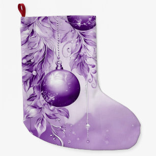 Calcetín Navideño Grande Navidades de ornamentos púrpuros vacaciones descan