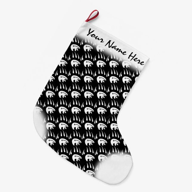 Calcetín Navideño Grande Navidades De Oso Alzando El Grito De Oso Nativo (Frente (Colgado))