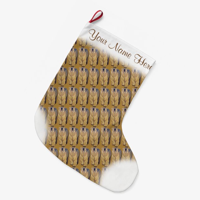 Calcetín Navideño Grande Navidades De Oso Polar Alzando Al Oso Personalizad (Frente (Colgado))