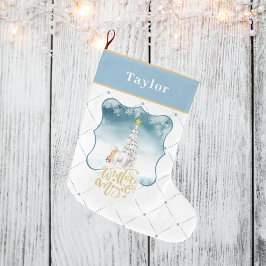 Calcetín Navideño Grande Navidades de oso polar y pingüino se levantan