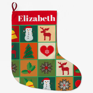 Calcetín Navideño Grande Navidades de parches gráficos personalizares hacie