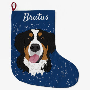 Calcetín Navideño Grande Navidades de Perro de Montaña de Bernese