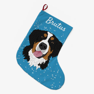 Calcetín Navideño Grande Navidades de Perro de Montaña de Bernese