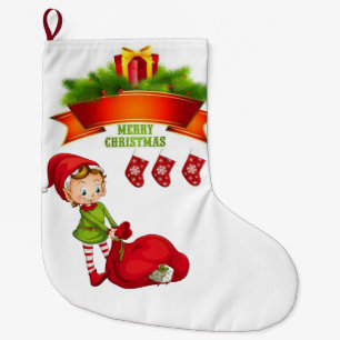 Calcetín Navideño Grande Navidades de pie, Elf