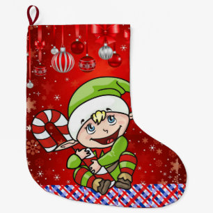 Calcetín Navideño Grande Navidades de pie, Elf
