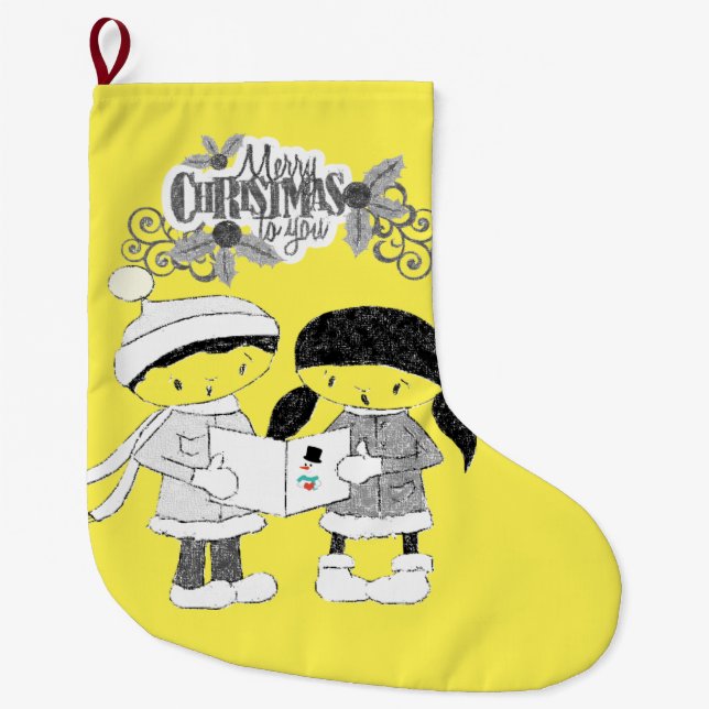 Calcetín Navideño Grande Navidades de pie, Feliz Navidad (Anverso)