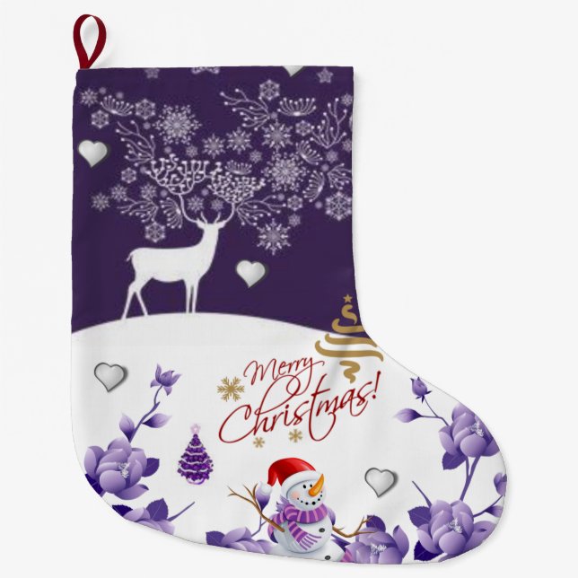 Calcetín Navideño Grande Navidades de pie, hombre de nieve (Anverso)