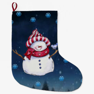 Calcetín Navideño Grande Navidades de pie, hombre de nieve