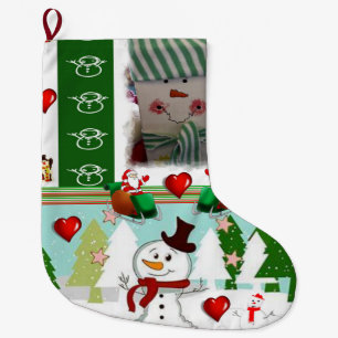 Calcetín Navideño Grande Navidades de pie, hombre de nieve