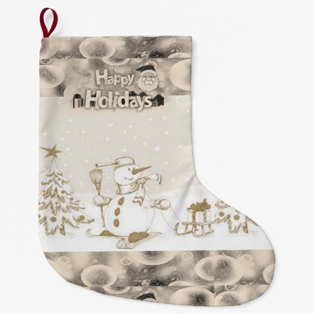 Calcetín Navideño Grande Navidades de pie, hombre de nieve (Anverso)